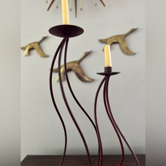 wrought iron candle stick pair - Picture 3 of 6